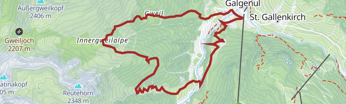 Route map: Zur Innergweilalpe